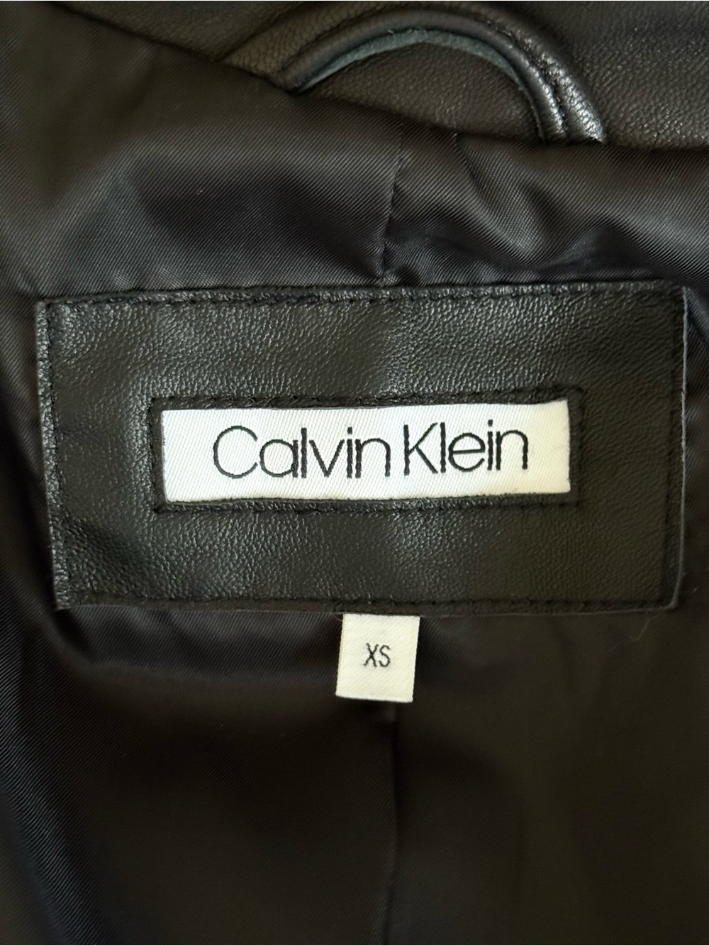 Calvin Klein Genuine Leather Moto Jacket Black XS Extra Small Asymmetrical Zip - Picture 7 of 12